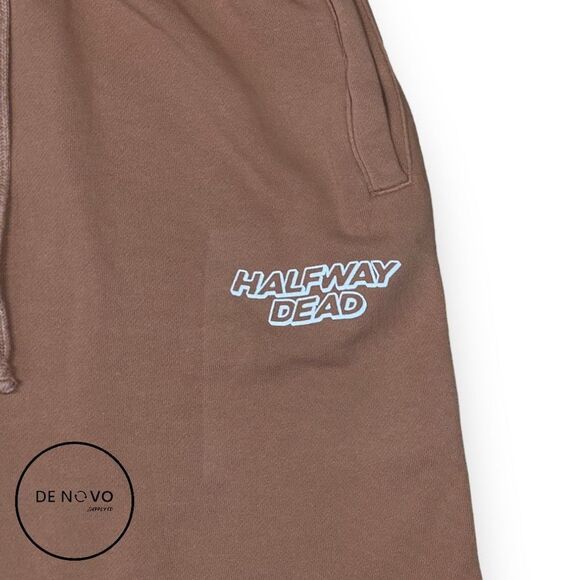 Halfway Dead Men's Drawstring Athletic Shorts Size Medium Tan - Picture 2 of 7